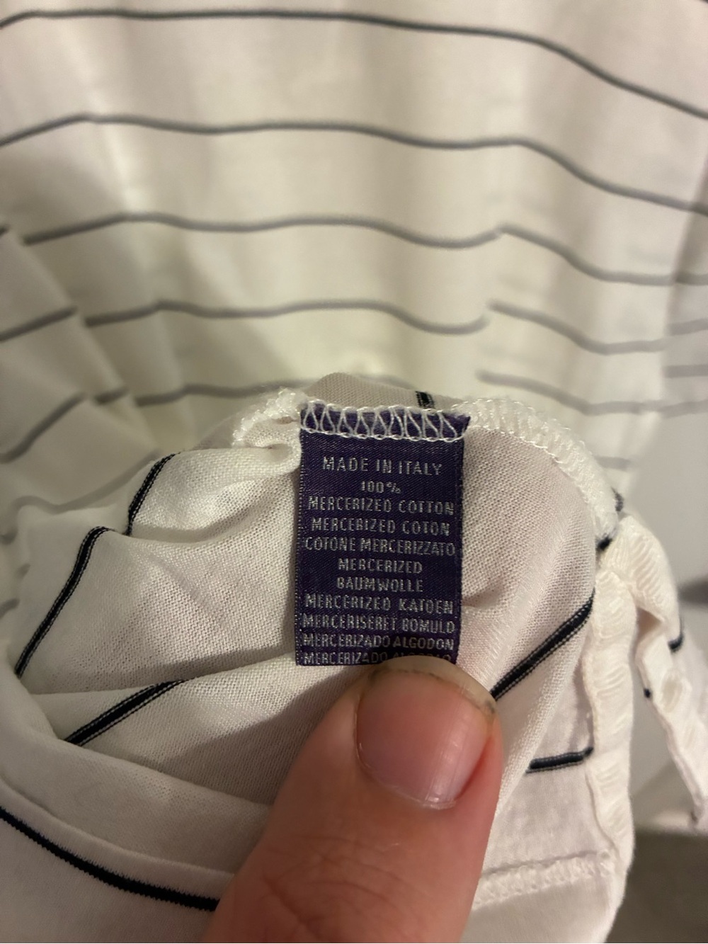Ralph Lauren Purple Label White Striped Polo Shirt - Picture 4 of 5